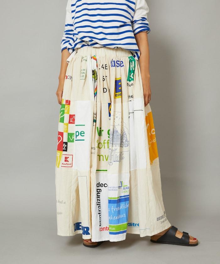 vintageヨーロピアンエコバッグリメイクスカート