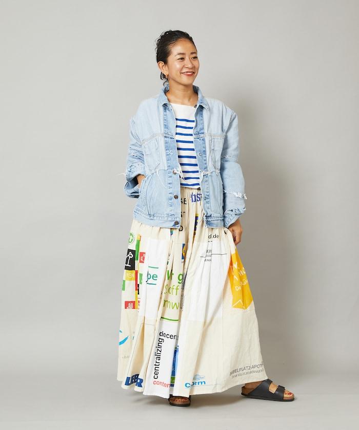 vintageヨーロピアンエコバッグリメイクスカート