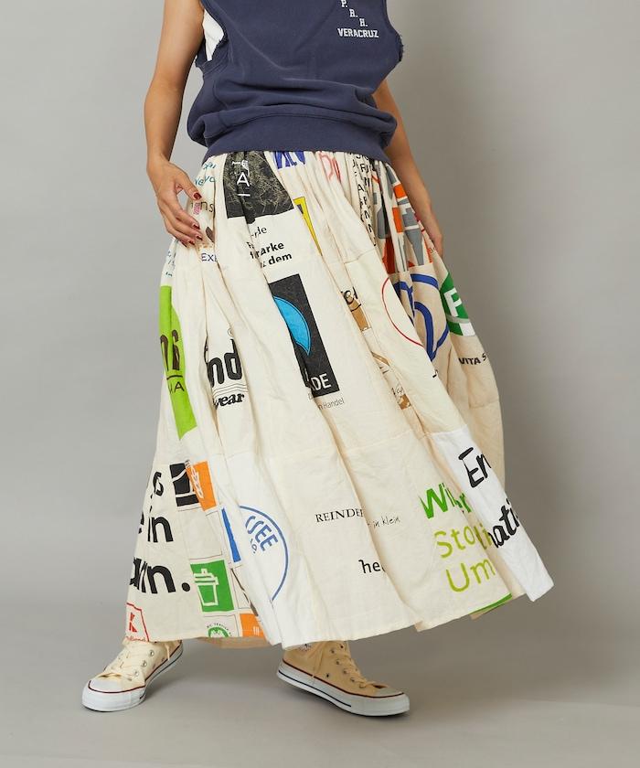 vintageヨーロピアンエコバッグリメイクスカート