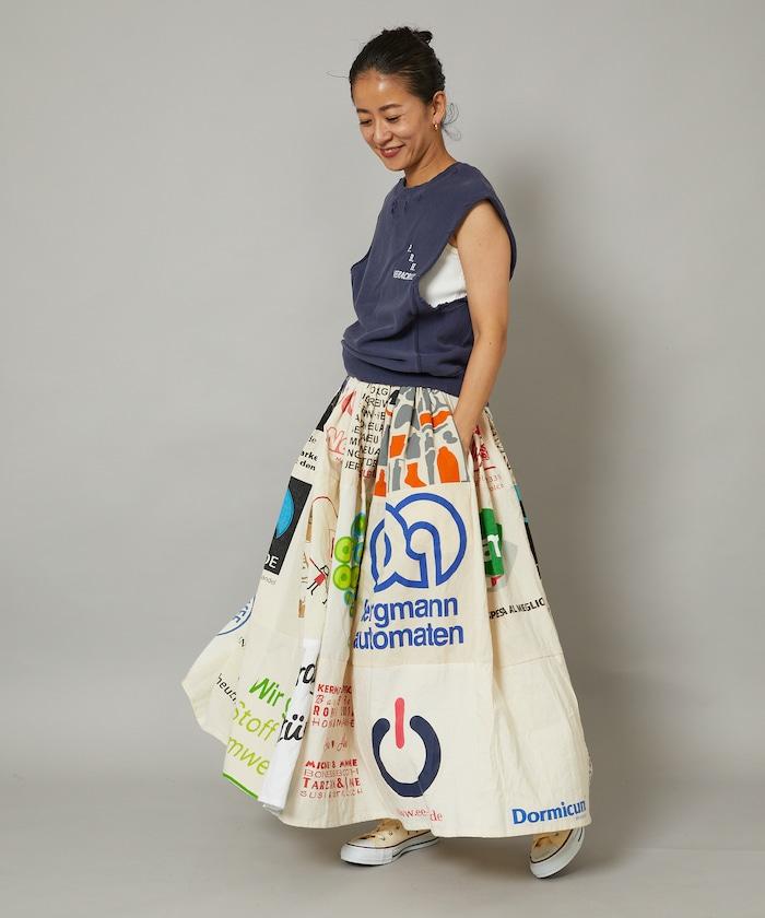 vintageヨーロピアンエコバッグリメイクスカート