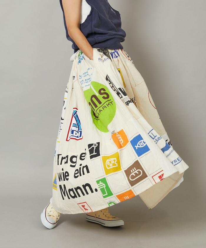 vintageヨーロピアンエコバッグリメイクスカート