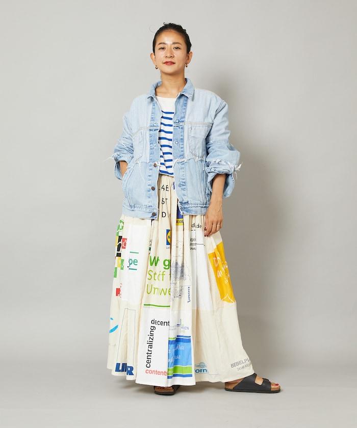 vintageヨーロピアンエコバッグリメイクスカート