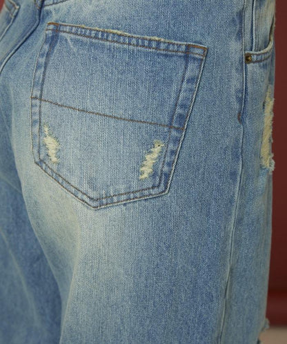 フラワー刺繍ワイドデニム