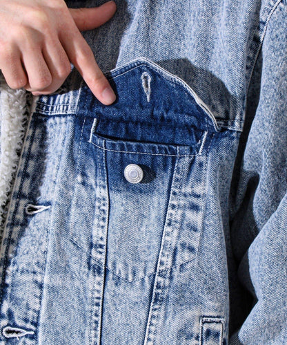 牛仔風暴騎士內襯羊羔絨牛仔夾克