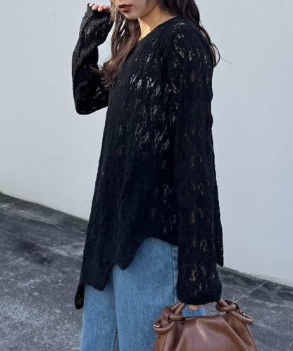 willow 不對稱蕾絲長款上衣