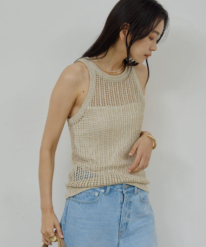 亮絲網眼 美背無袖 針織背心