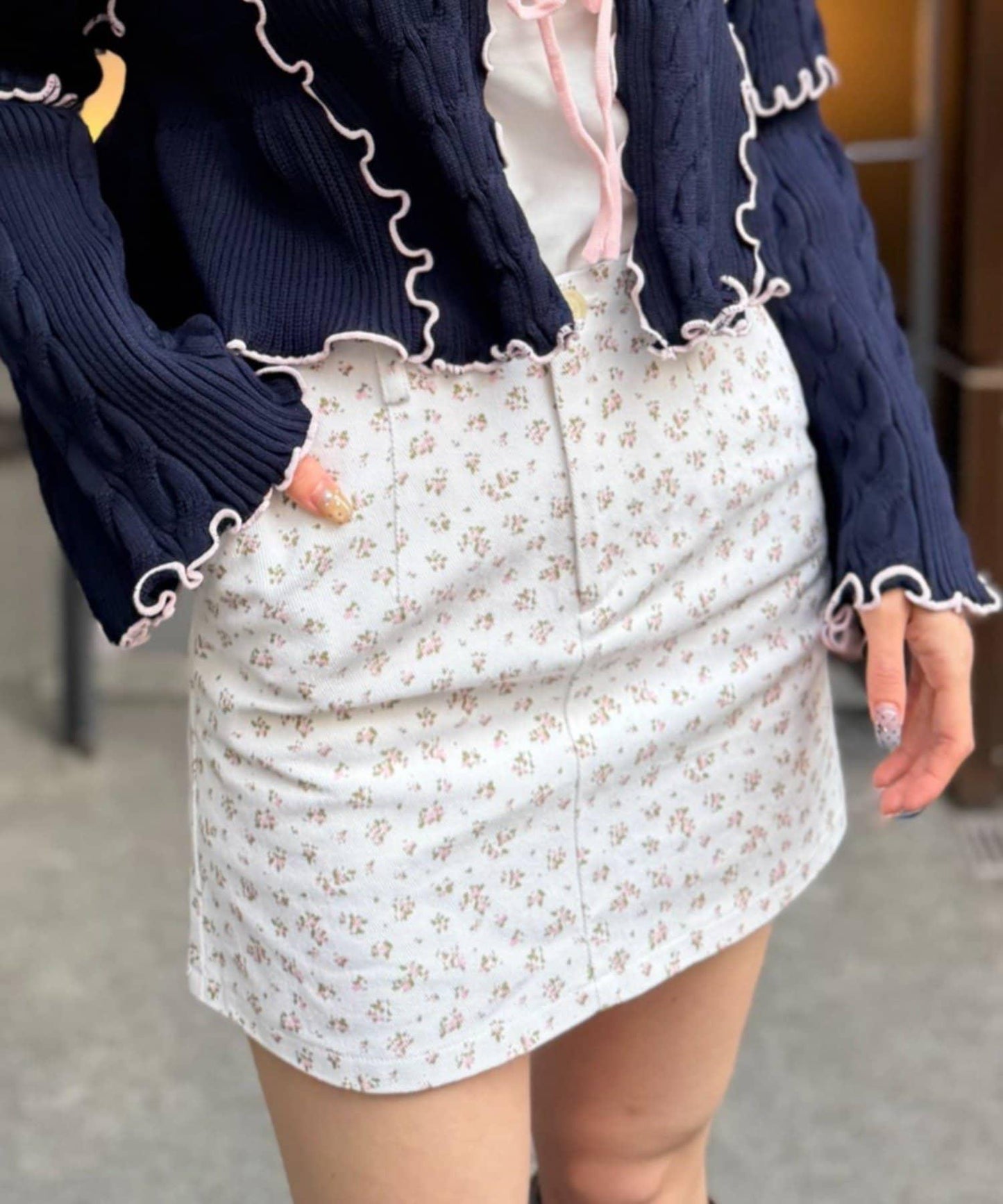 w closet 花卉圖案迷你裙褲