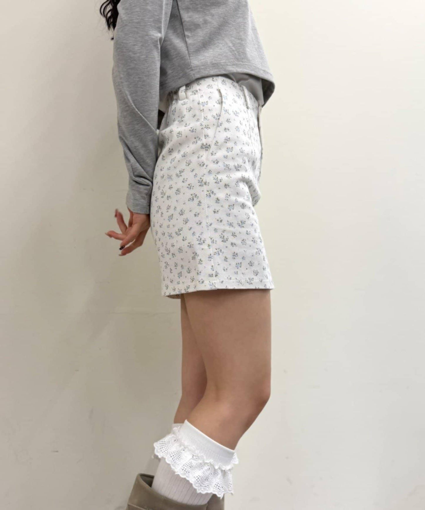 w closet 花卉圖案迷你裙褲
