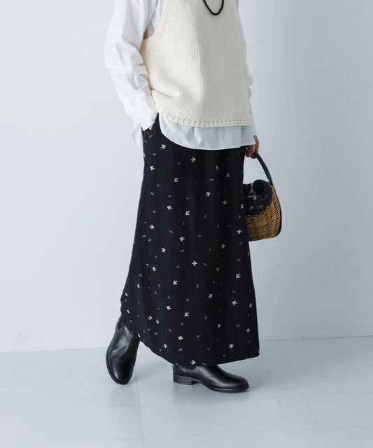 燕子刺繡 裹身設計 半身裙