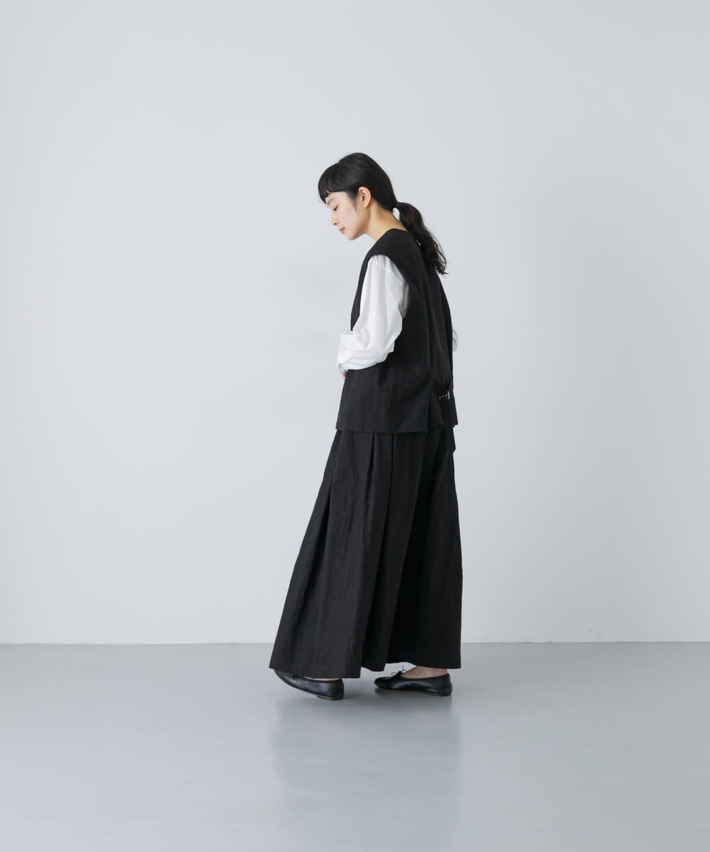亞麻棉褶設計半身裙
