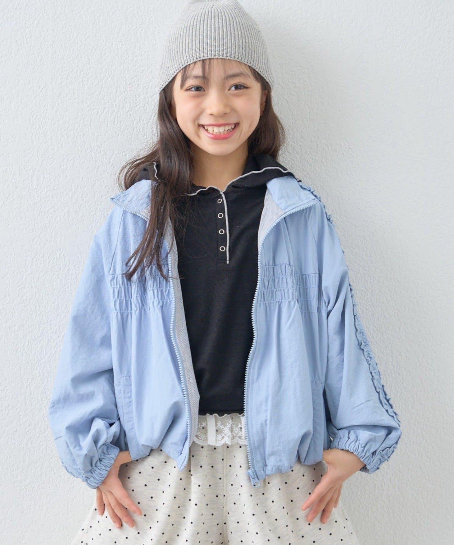 KIDS 26SS展示會款 抽褶荷葉邊褶皺 連帽外套