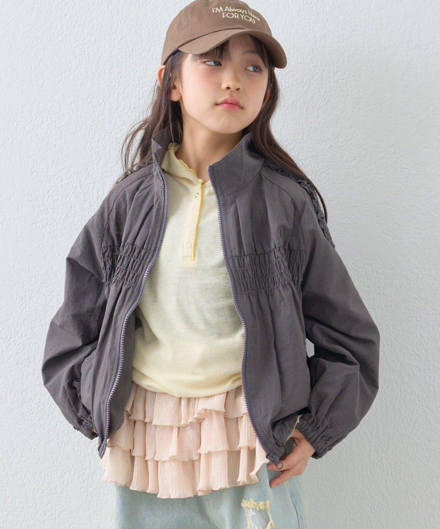 KIDS 26SS展示會款 抽褶荷葉邊褶皺 連帽外套