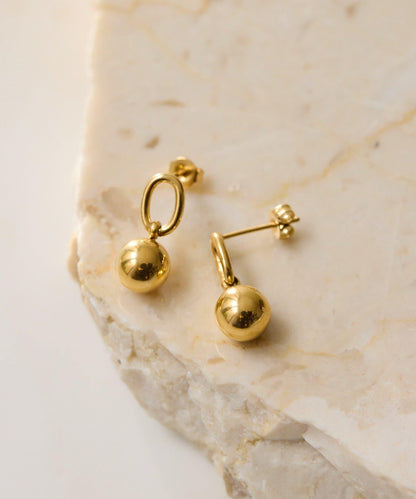 金屬過敏友好 不鏽鋼 圈環×圓珠設計 耳釘