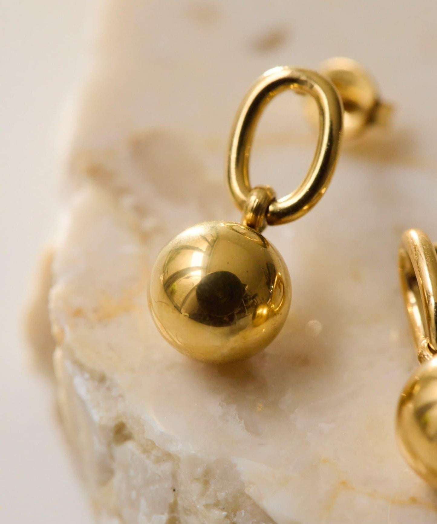 金屬過敏友好 不鏽鋼 圈環×圓珠設計 耳釘