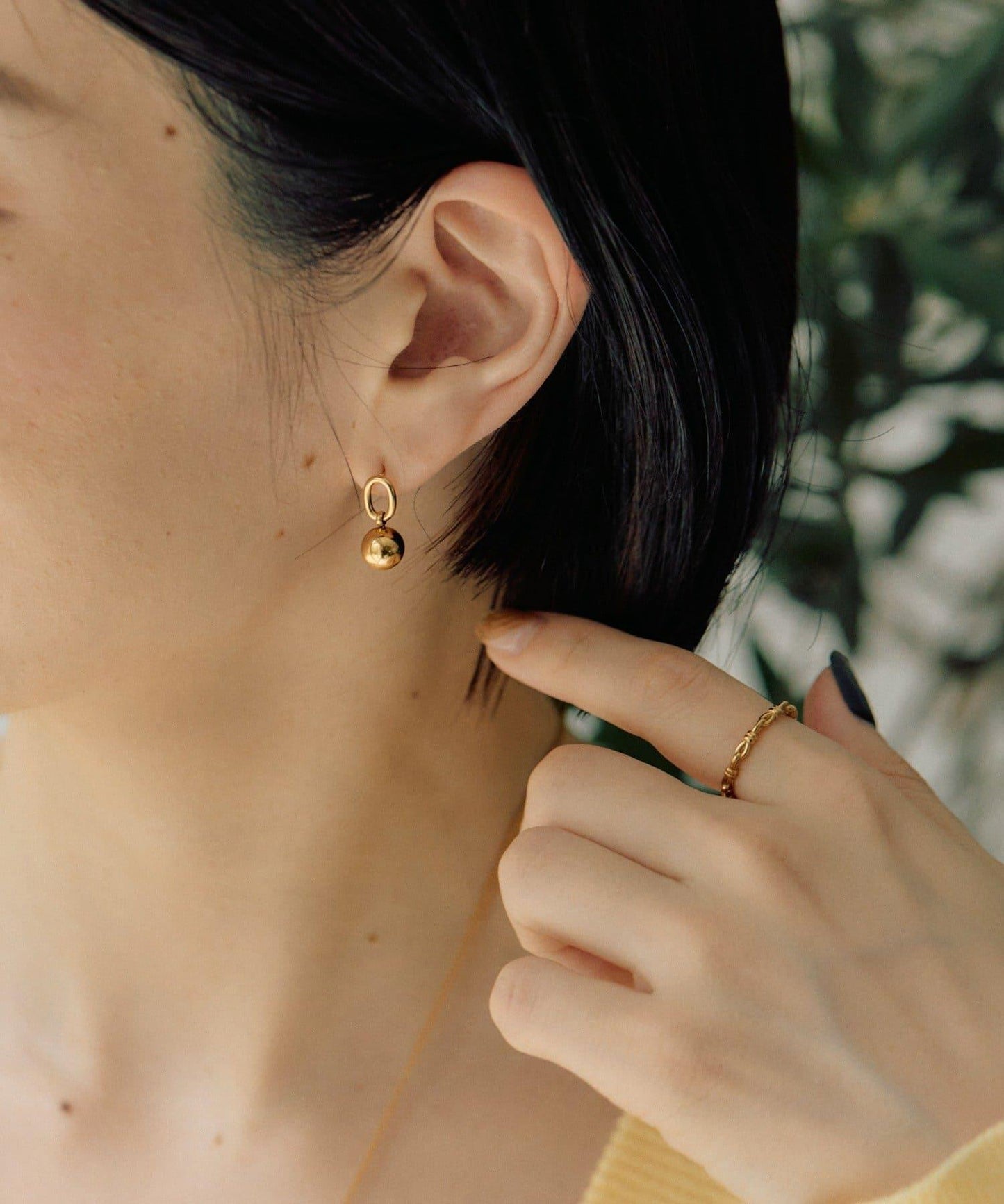 金屬過敏友好 不鏽鋼 圈環×圓珠設計 耳釘