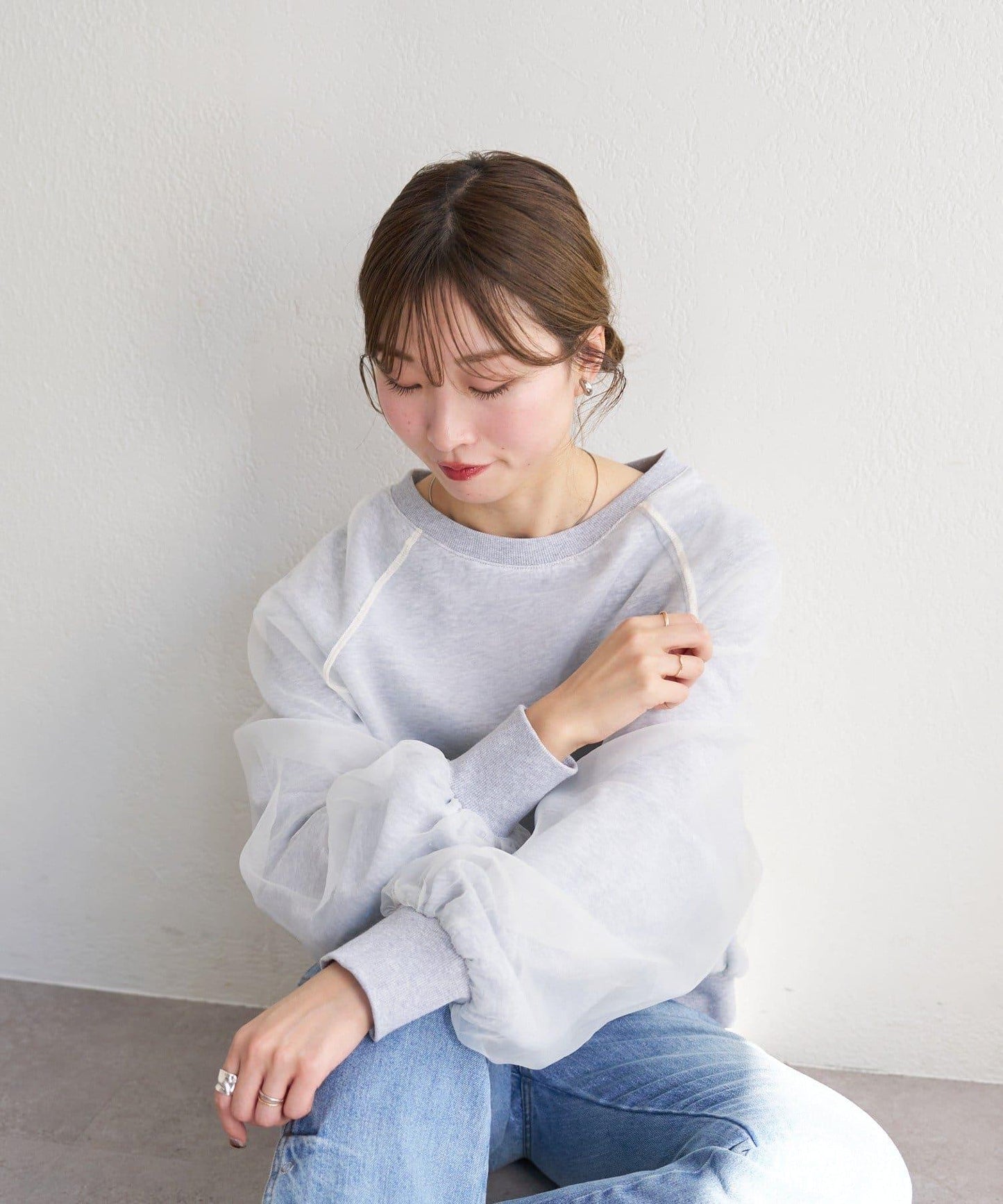 Kastane 拼接網紗長袖衛衣 女