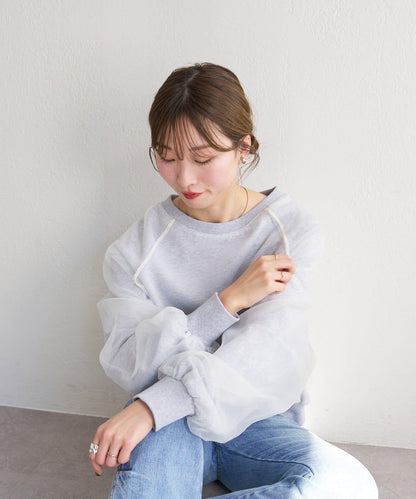Kastane 拼接網紗長袖衛衣 女