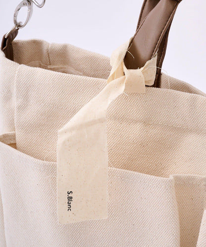 人造皮拼接 2WAY設計 單肩包 Shoulder Bag_069 S.blanc
