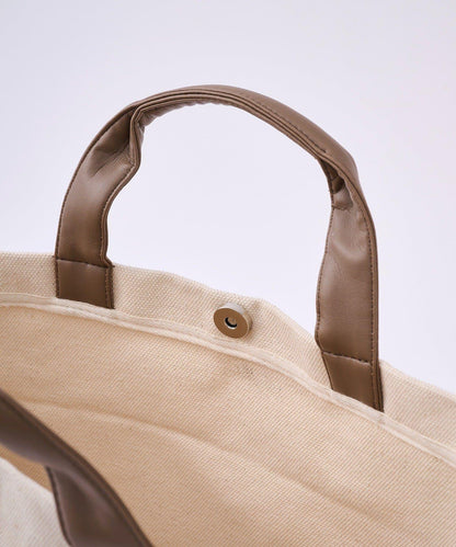 人造皮拼接 2WAY設計 單肩包 Shoulder Bag_069 S.blanc