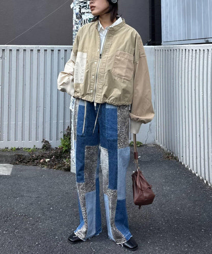 牛仔拼接喇叭褲（展示會）