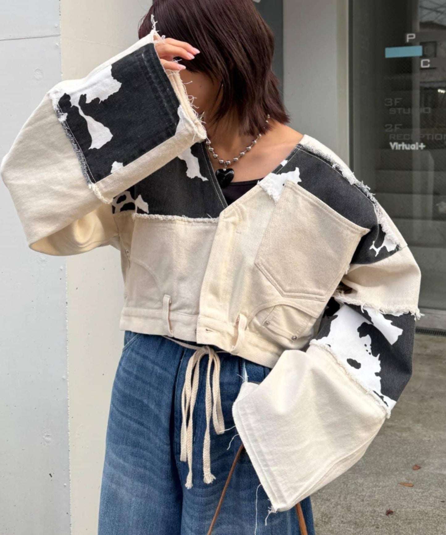 牛仔拼接短款夾克（展示會款）