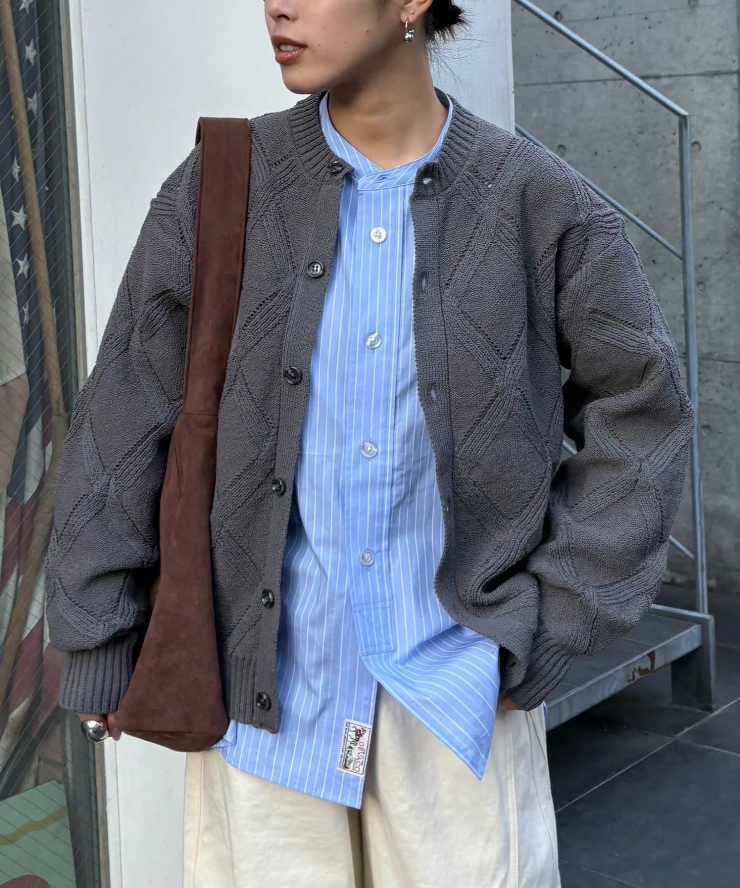 UNISEX 菱形網眼 圓領 針織開衫 26SS展示會款