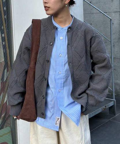 UNISEX 菱形網眼 圓領 針織開衫 26SS展示會款