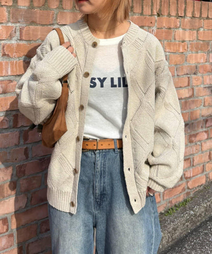 UNISEX 菱形網眼 圓領 針織開衫 26SS展示會款