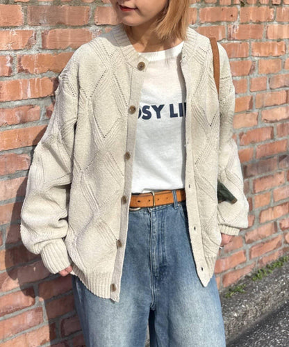 UNISEX 菱形網眼 圓領 針織開衫 26SS展示會款