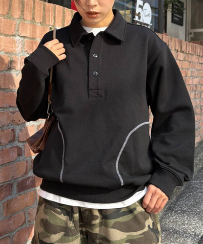 26SS展會款 UNISEX 毛圈Polo領 衛衣