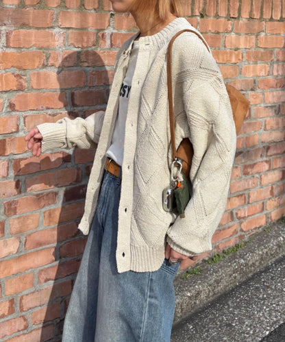 UNISEX 菱形網眼 圓領 針織開衫 26SS展示會款