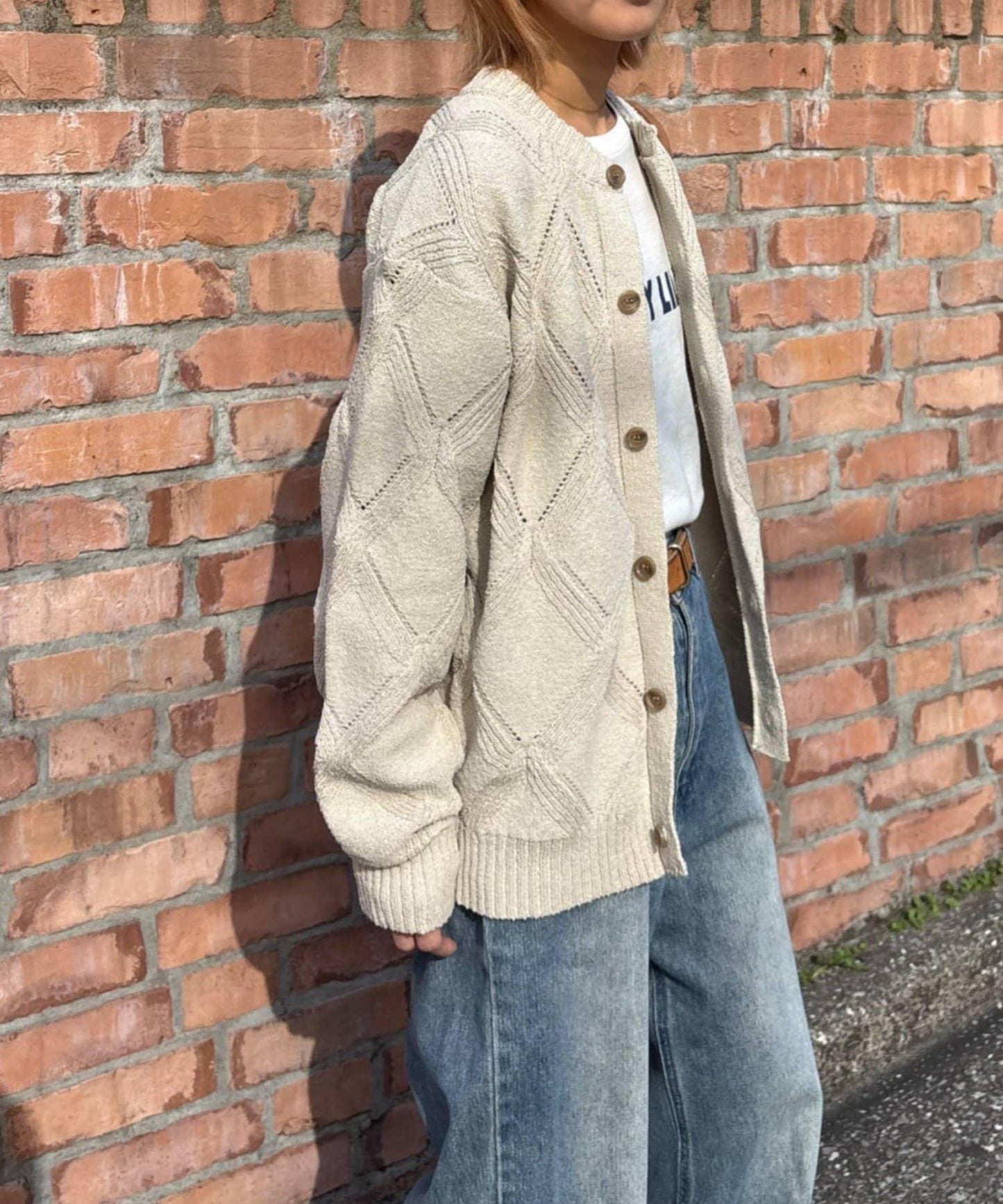 UNISEX 菱形網眼 圓領 針織開衫 26SS展示會款
