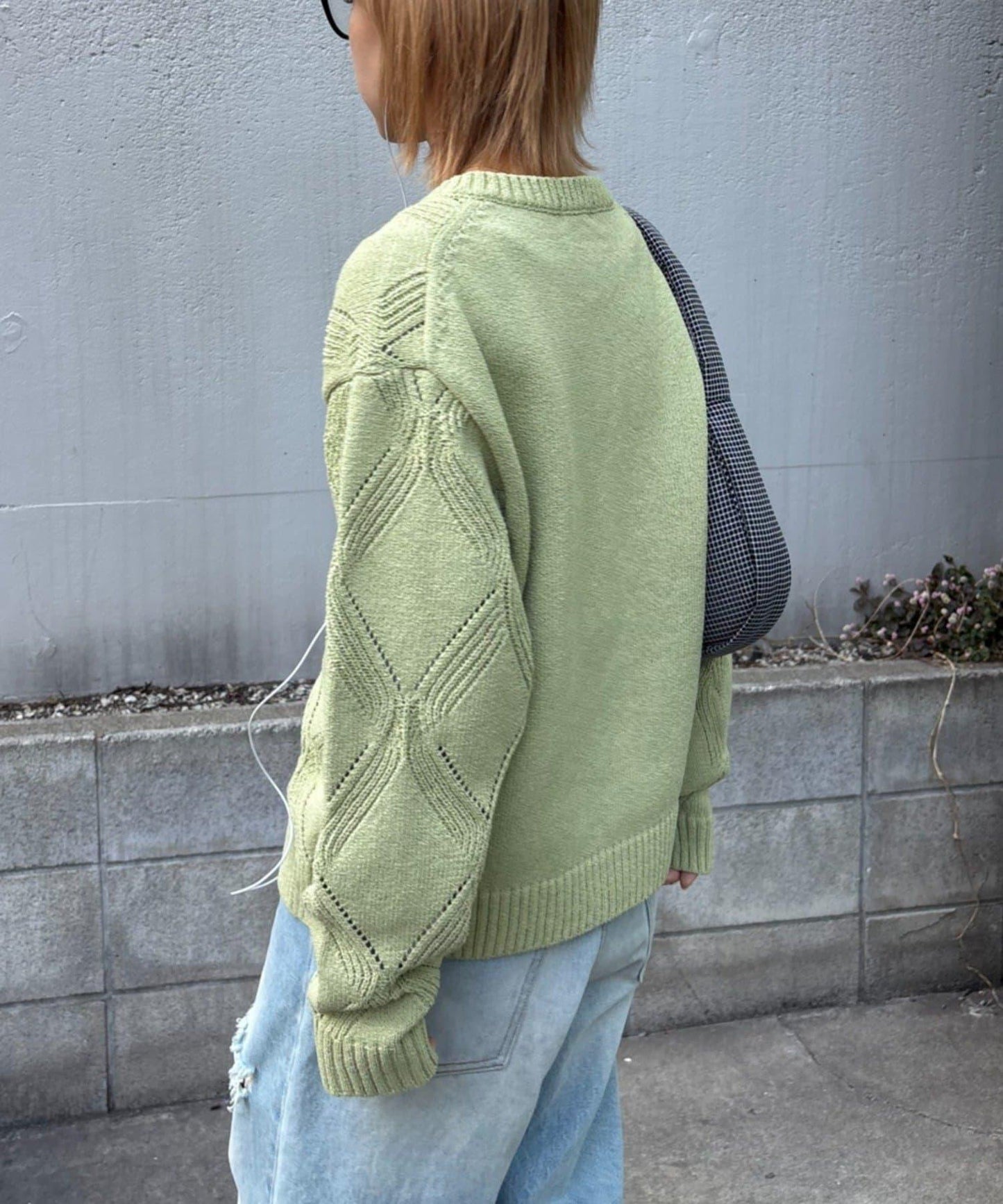 UNISEX 菱形網眼 圓領 針織開衫 26SS展示會款