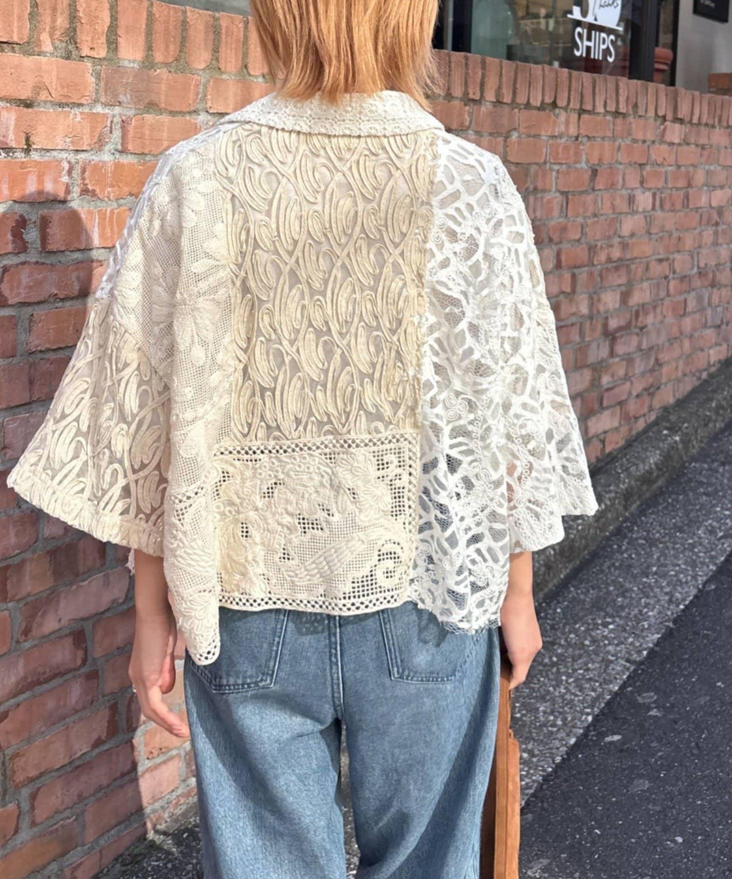 26SS展示會單品 etsinta/エシンタ 蕾絲拼布設計襯衫 INDIA