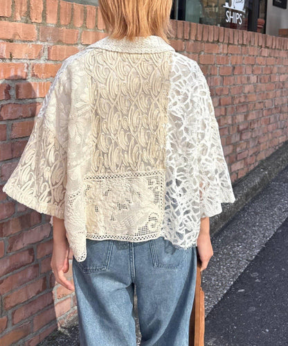 26SS展示會單品 etsinta/エシンタ 蕾絲拼布設計襯衫 INDIA
