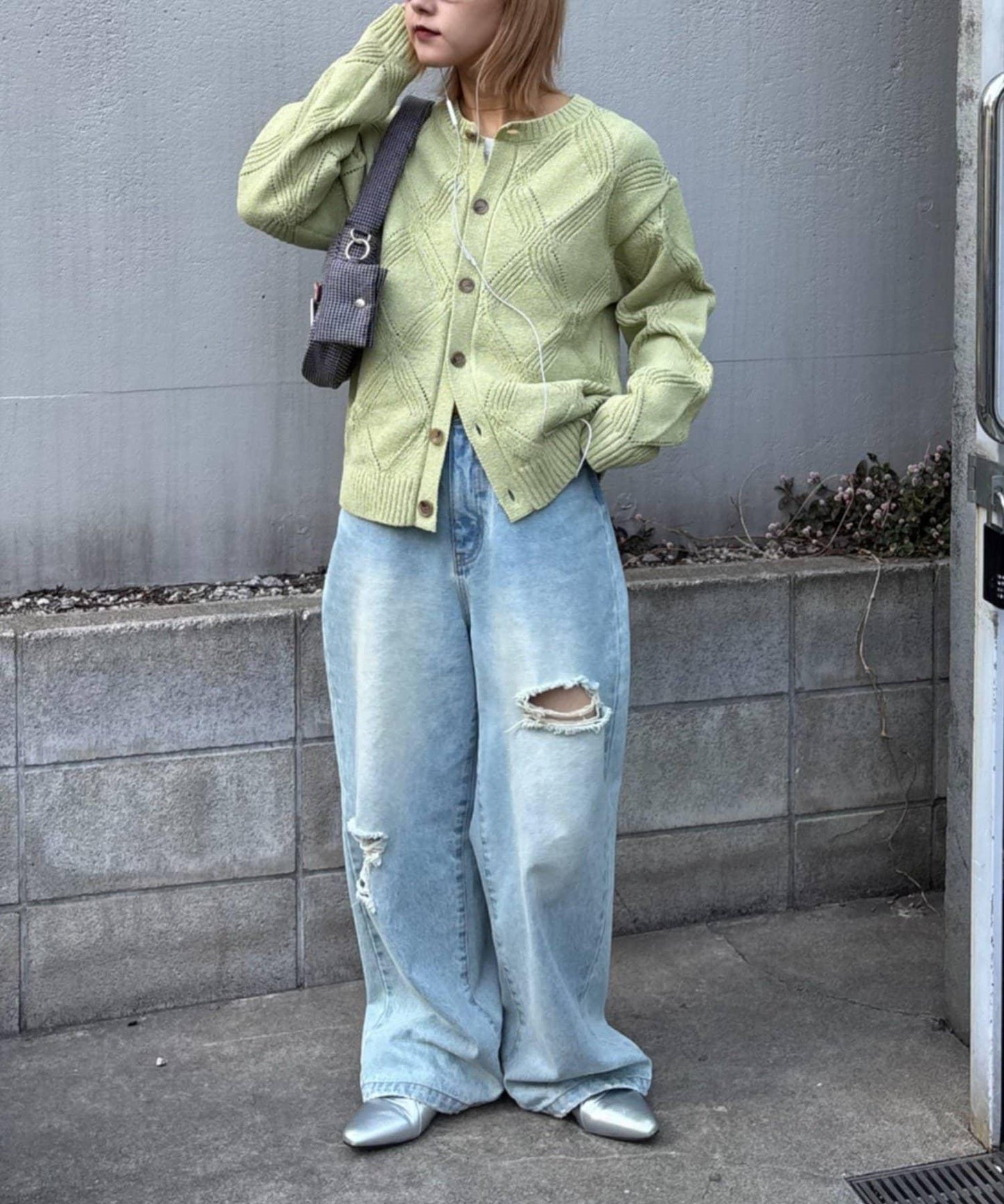 UNISEX 菱形網眼 圓領 針織開衫 26SS展示會款