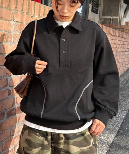 26SS展會款 UNISEX 毛圈Polo領 衛衣