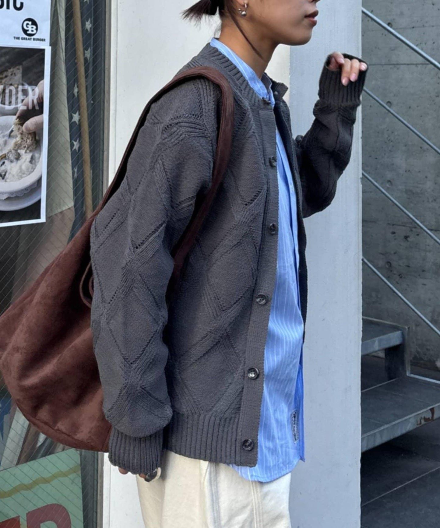 UNISEX 菱形網眼 圓領 針織開衫 26SS展示會款