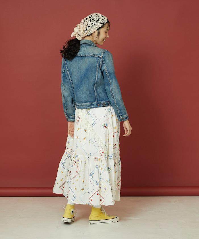 花朵手帕刺繡 吊帶 連衣裙