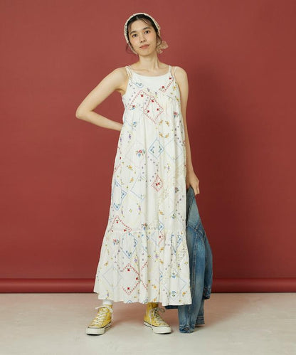花朵手帕刺繡 吊帶 連衣裙