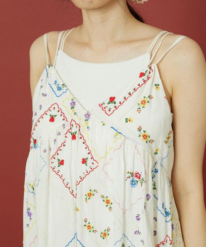 花朵手帕刺繡 吊帶 連衣裙
