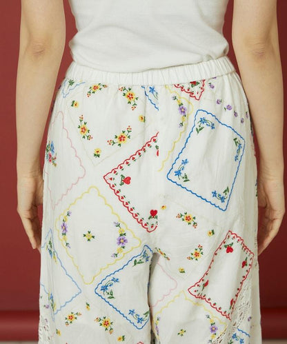 花卉手帕刺繡 褲子