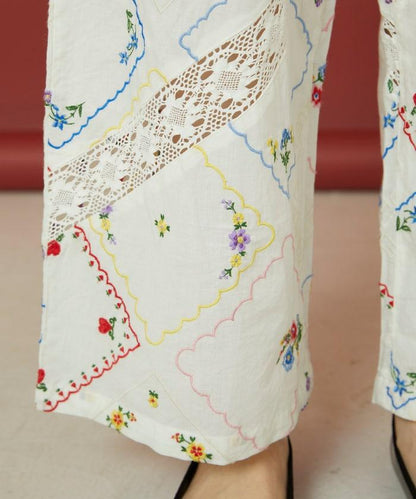 花卉手帕刺繡 褲子
