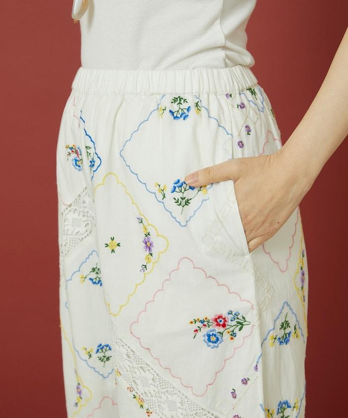 花卉手帕刺繡 褲子