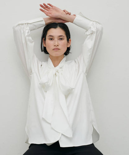 禮儀場合可穿 蝴蝶結繫帶褶皺 女式襯衫