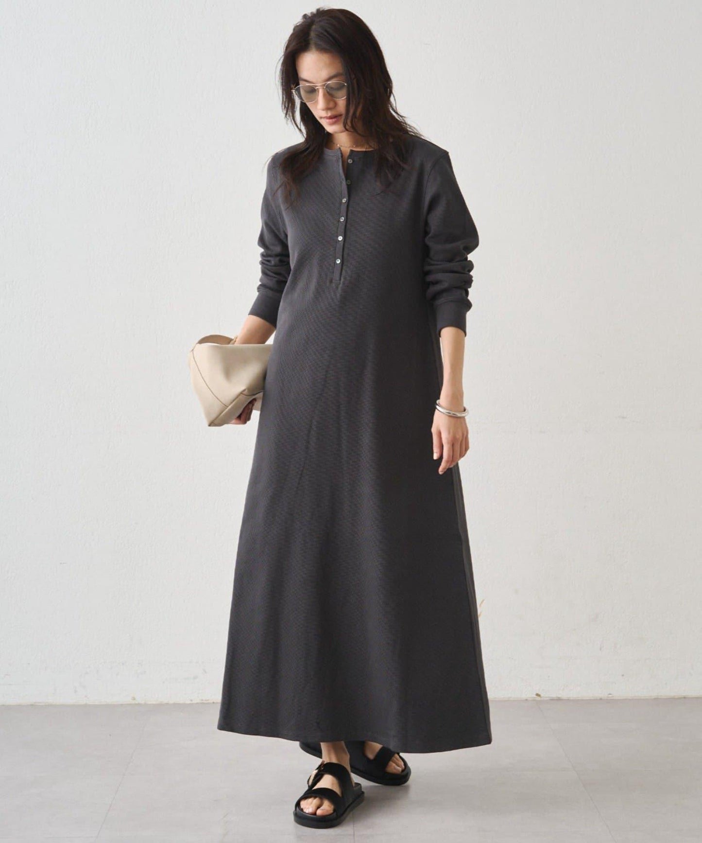 Loungedress 針織亨利領連衣裙