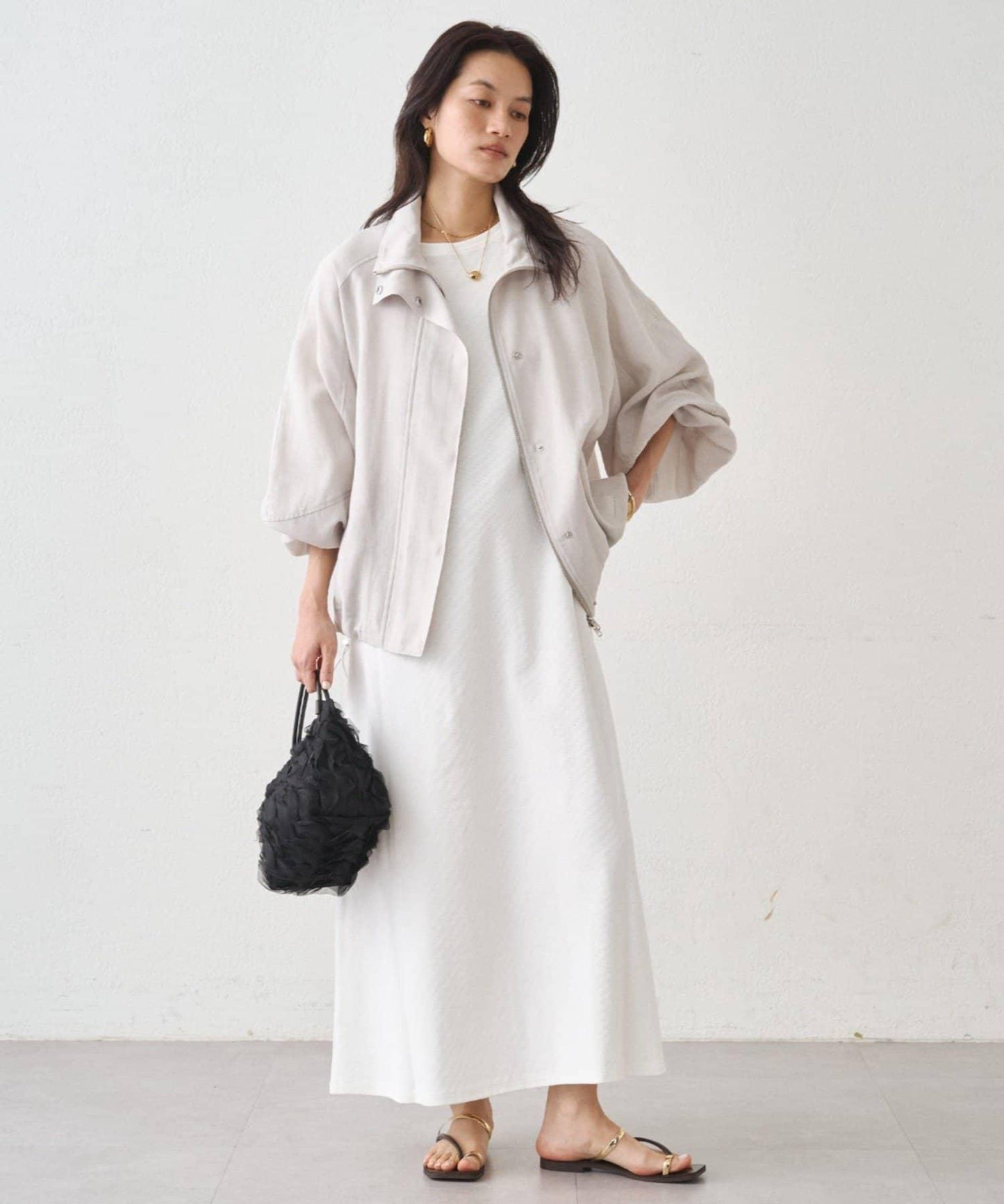 Loungedress 針織亨利領連衣裙