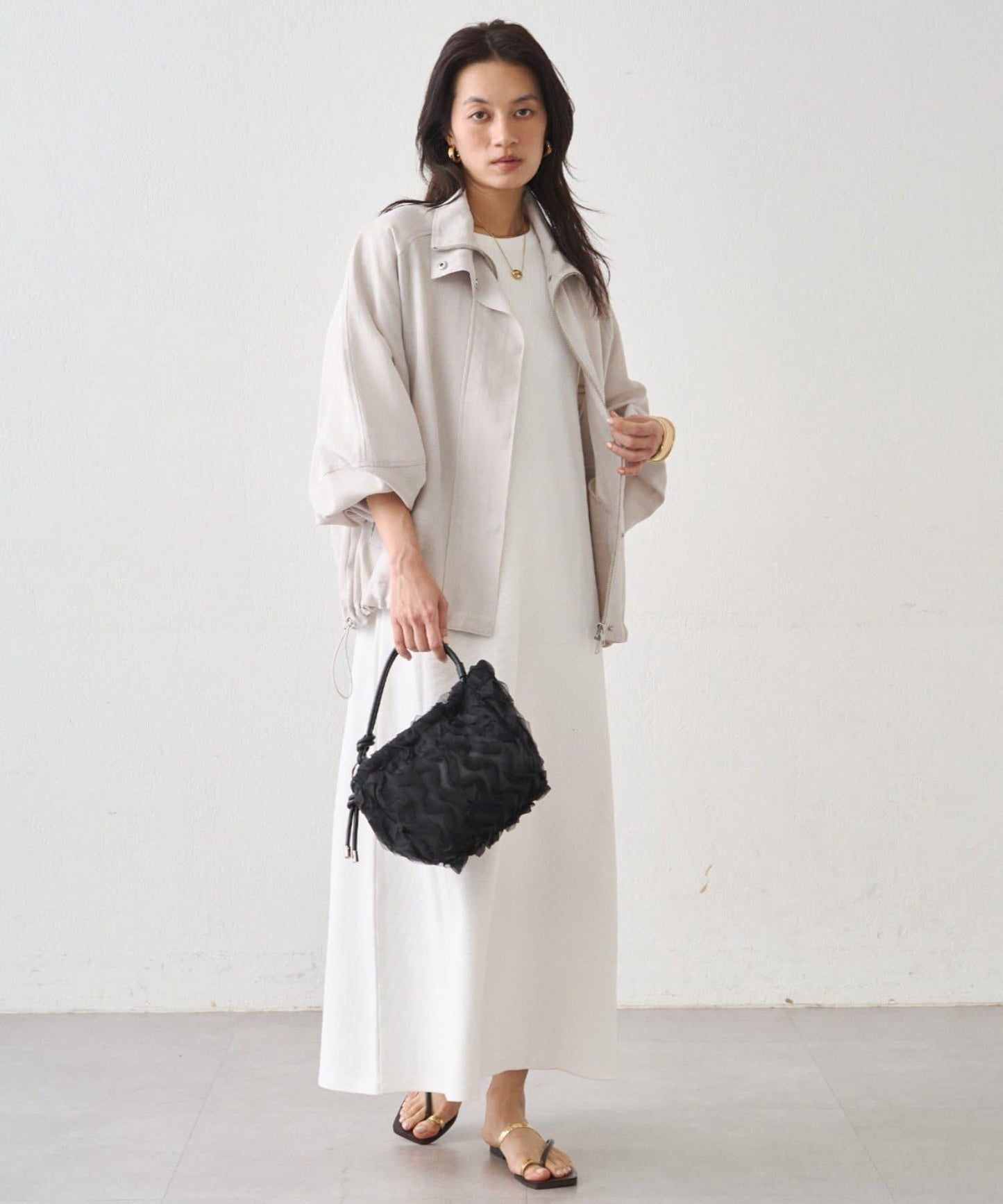 Loungedress 針織亨利領連衣裙