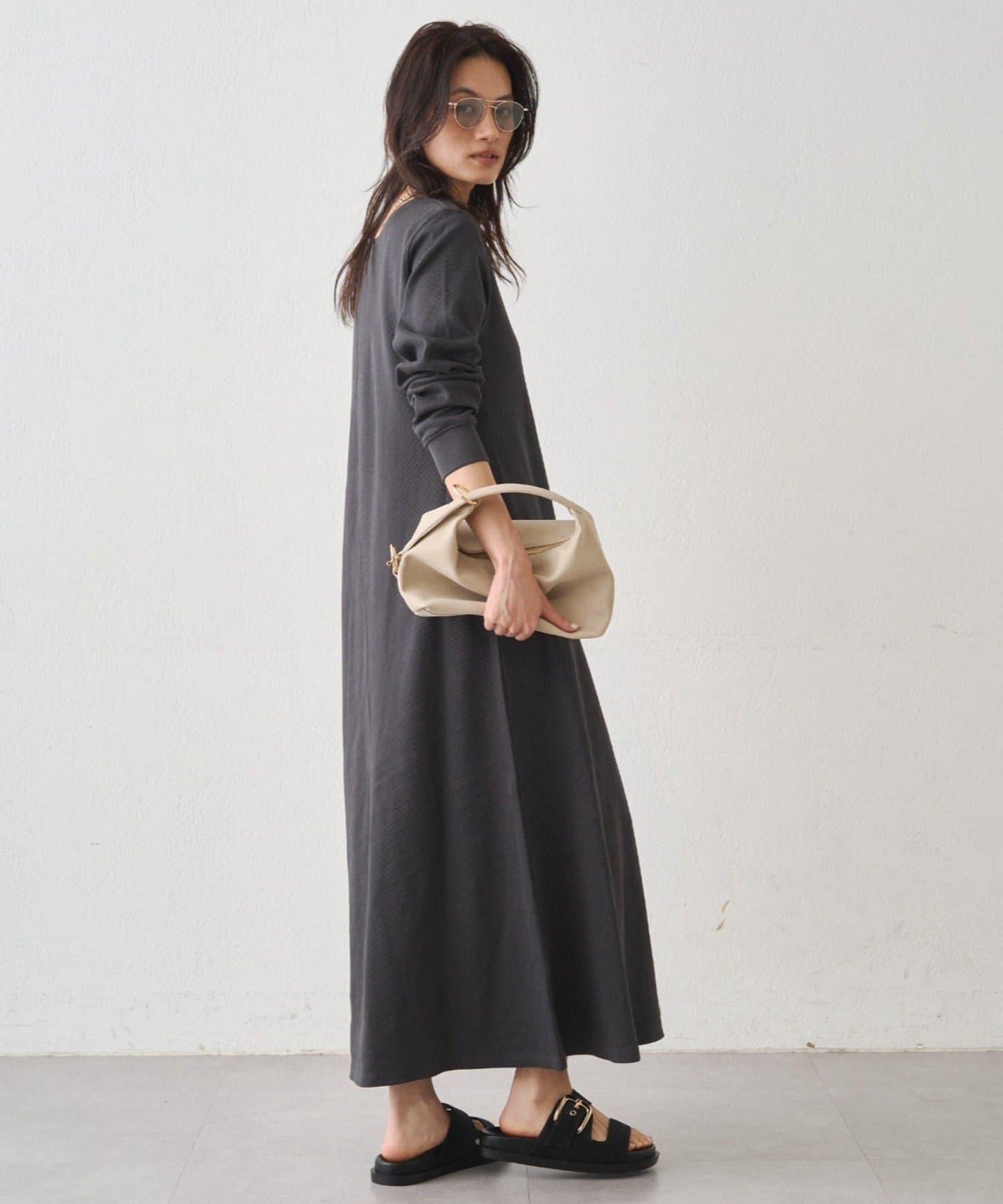 Loungedress 針織亨利領連衣裙