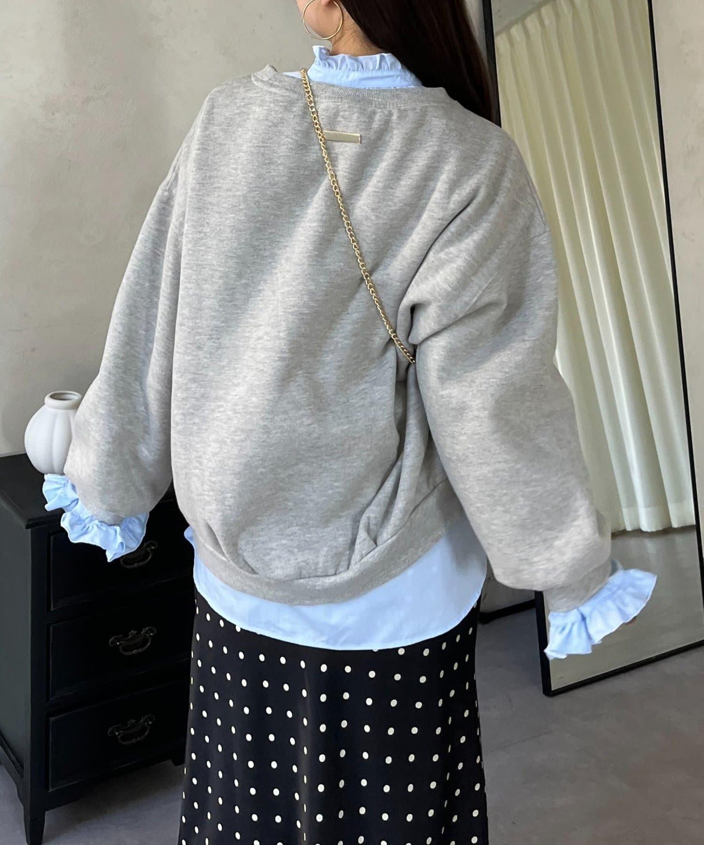 荷葉邊糖果袖 前系蝴蝶結 設計感 女式襯衫